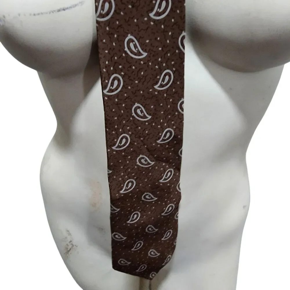 Yves‎ Saint Laurent Neckwear Vintage Paisley Silk Mens Tie Retro 70s Classic